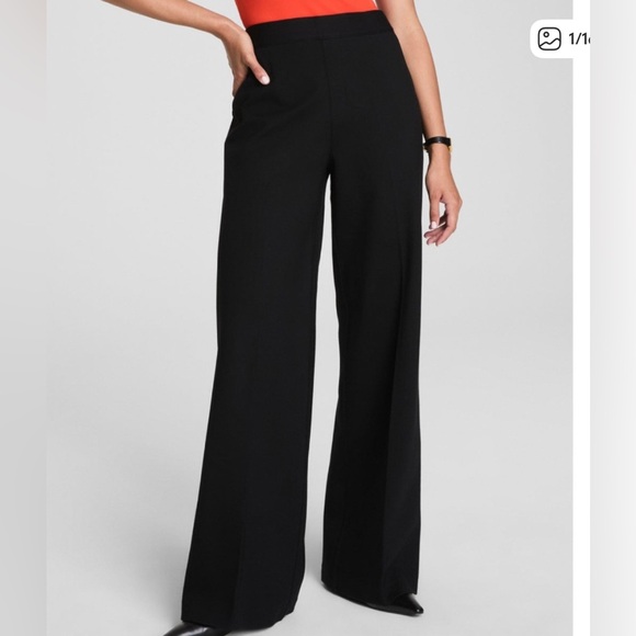 SPANX Pants - Spanx The Perfect Pant Wide Leg ponte pants sz M petite BLACK